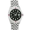 Image 2 : Rolex Mens Stainless Steel Black Diamond & Ruby 36MM Datejust Wristwatch