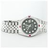 Image 4 : Rolex Mens Stainless Steel Black Diamond & Ruby 36MM Datejust Wristwatch