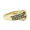 Image 1 : 0.90 ctw Chocolate and White Diamond Buckle Ring - 14KT Yellow Gold