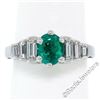 Image 1 : 14kt White Gold 1.33 ctw Emerald Solitaire and Baguette Diamond Step Ring