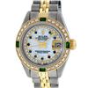 Image 1 : Rolex Ladies 2 Tone 14K MOP Sapphire & Emerald  Datejust Wriswatch
