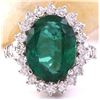 Image 1 : 9.80 CTW Natural Emerald 18K Solid White Gold Diamond Ring