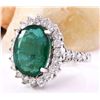 Image 2 : 9.80 CTW Natural Emerald 18K Solid White Gold Diamond Ring