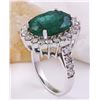 Image 4 : 9.80 CTW Natural Emerald 18K Solid White Gold Diamond Ring