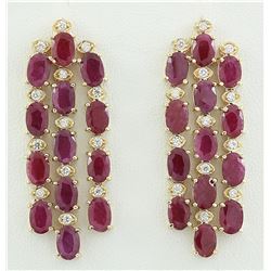 15.12 CTW Ruby 14K Yellow Gold Diamond Earrings