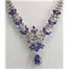 Image 1 : 19.42 CTW Natural Tanzanite And Diamond Necklace In 14K White Gold