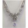 Image 2 : 19.42 CTW Natural Tanzanite And Diamond Necklace In 14K White Gold