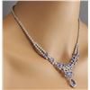 Image 4 : 19.42 CTW Natural Tanzanite And Diamond Necklace In 14K White Gold