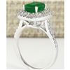 Image 3 : 2.44 CTW Natural Emerald And Diamond Ring In 14k White Gold