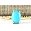 Image 1 : 1.20 CTW Natural Turquoise Ring In 18K Yellow Gold