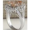 Image 3 : 7.04 CTW Natural Morganite And Diamond Ring 14K Solid White Gold