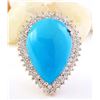 Image 1 : 13.50 CTW Natural Turquoise 18K Solid Rose Gold Diamond Ring