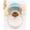 Image 3 : 13.50 CTW Natural Turquoise 18K Solid Rose Gold Diamond Ring