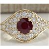 Image 1 : 2.32 CTW Natural Ruby And Diamond Ring In 18K Yellow Gold