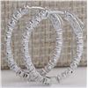 Image 2 : 3.50 CTW Natural Diamond Hoop Earrings 18K Solid White Gold