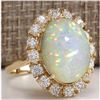 Image 2 : 8.03 CTW Natural Ethiopian Opal And Diamond Ring In 14K Solid Yellow Gold