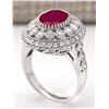 Image 3 : 3.76 CTW Natural Ruby And Diamond Ring In 14k White Gold