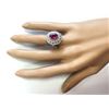 Image 4 : 3.76 CTW Natural Ruby And Diamond Ring In 18K White Gold