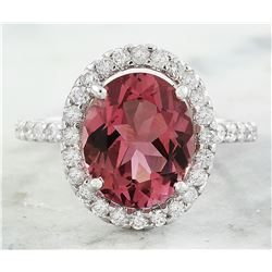 3.76 CTW Tourmaline 14K White Gold Diamond ring