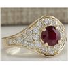 Image 2 : 2.32 CTW Natural Ruby And Diamond Ring In 14K Yellow Gold