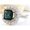Image 2 : 5.32 CTW Natural Emerald 14K Solid Two Tone Gold Diamond Ring