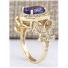 Image 3 : 3.93 CTW Natural Tanzanite And Diamond Ring In 18K Yellow Gold