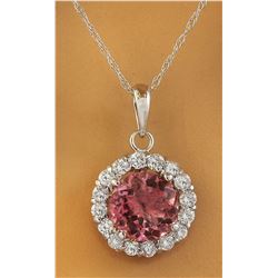 1.82 CTW Tourmaline 14K White Gold Diamond Necklace