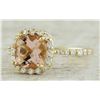 Image 2 : 2.32 CTW Morganite 18K Yellow Gold Diamond Ring