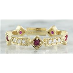 0.43 CTW Ruby 18K Yellow Gold Diamond Ring