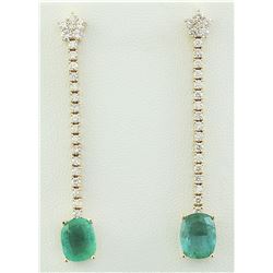 4.75 CTW Emerald 14K Yellow Gold Diamond Eaarings
