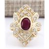 Image 1 : 1.75 CTW Natural Ruby And Diamond Ring In 18K Yellow Gold