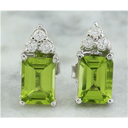 2.65 CTW Peridot 18K White Gold Diamond Earrings