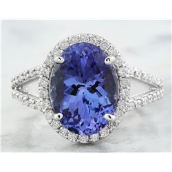 6.10 CTW Tanzanite 14K White Gold Diamond Ring