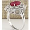 Image 3 : 3.87 CTW Natural Ruby And Diamond Ring In 18K White Gold