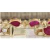 Image 2 : 13.35CTW Natural Red Ruby And Diamond Bracelet In 14K Yellow Gold