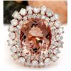 Image 1 : 13.36 CTW Natural Morganite 18K Solid Rose Gold Diamond Ring