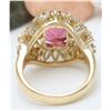 Image 3 : 5.43 CTW Natural Rubelite 18K Solid Yellow Gold Diamond Ring