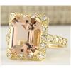 Image 2 : 6.03 CTW Natural Morganite And Diamond Ring In 18K Solid Yellow Gold