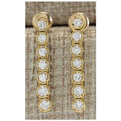 1.26 CTW Natural Diamond Earrings 18K Solid Yellow Gold