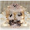 Image 1 : 5.00 CTW Natural Morganite And Diamond Ring In 18K Solid Yellow Gold