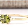 Image 2 : 0.60 CTW Natural Peridot Ring In 14k Yellow Gold