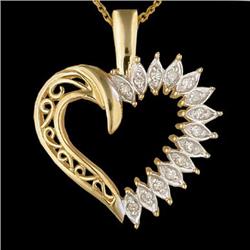 14KY Gold Diamond Open Heart Pendant
