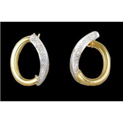 14KYW Gold Diamond Dangling Hoop Earrings