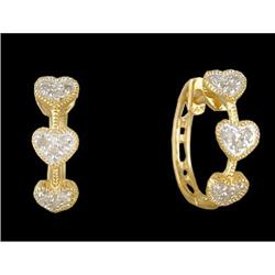 14KY Gold Diamond Heart Hoop Earrings
