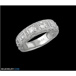 14K White Gold Vintage-Style .80ct Diamond Wedd