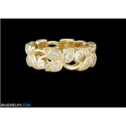 14KY Fancy Leaf .75ct Diamond Eternity Wedding 