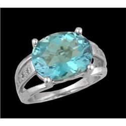 14k Gold 7.00ct checkerboard-cut blue top/Diamo