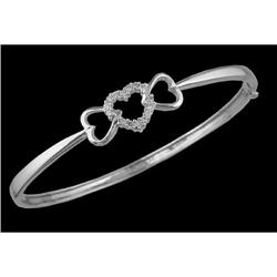 14KW Gold Diamond Heart Bangle Bracelet