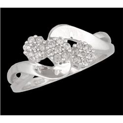 10KW Gold .25ct Triple Diamond Cluster Flower R