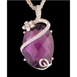 14KW Gold 25.88ct. Amethyst / Diamond Pendant
